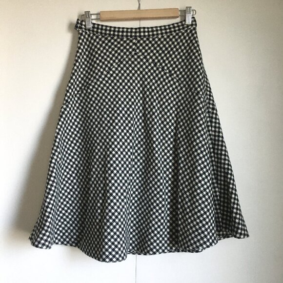 Vintage Dresses & Skirts - Vintage Rockabilly Houndstooth A-Line Midi Skirt 28W